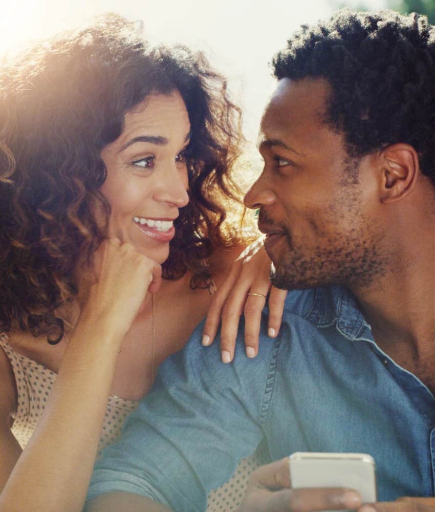 Woman happy with a man after divorce, saying yes to him 