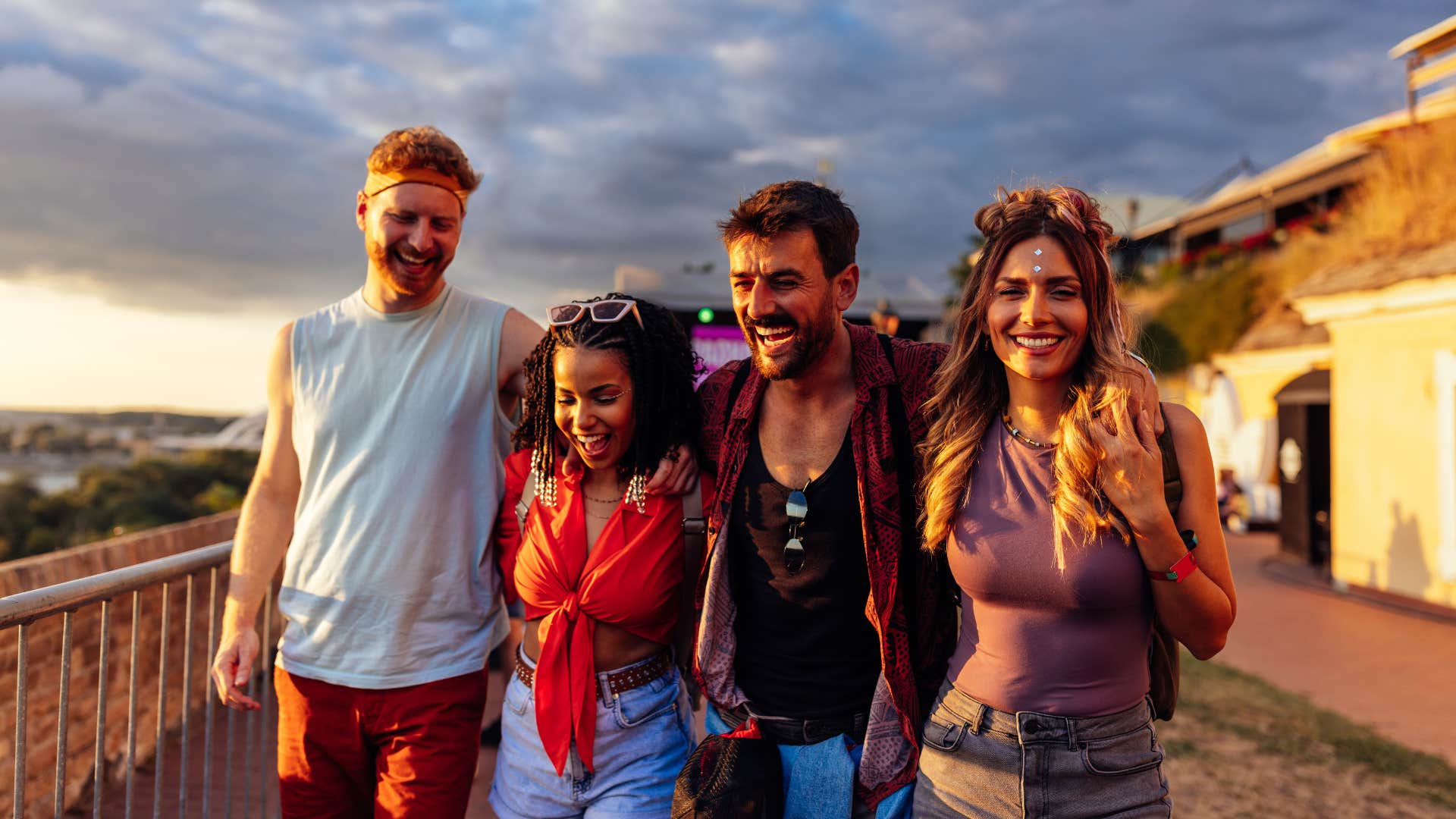 Healthy couple connects with friends