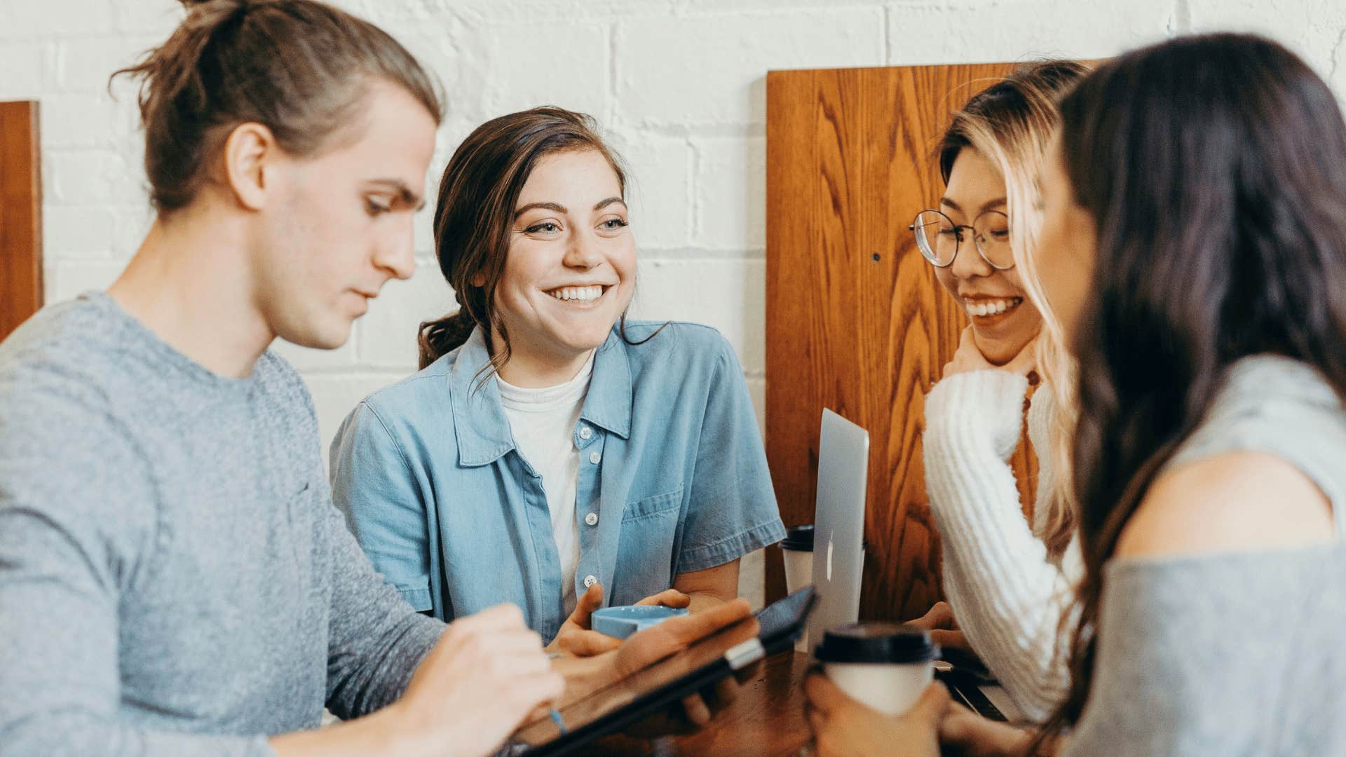 group of friends asking open ended questions