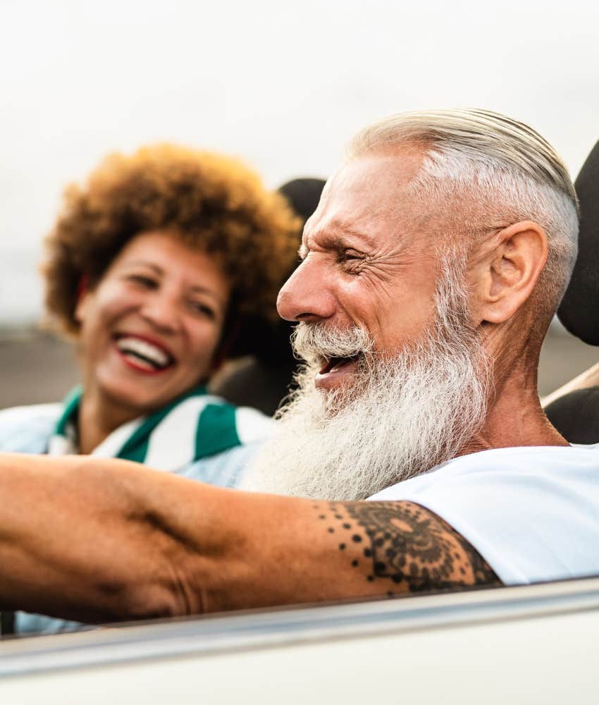 Woman complements man's hilarity