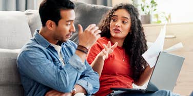 Couple arguing about money.