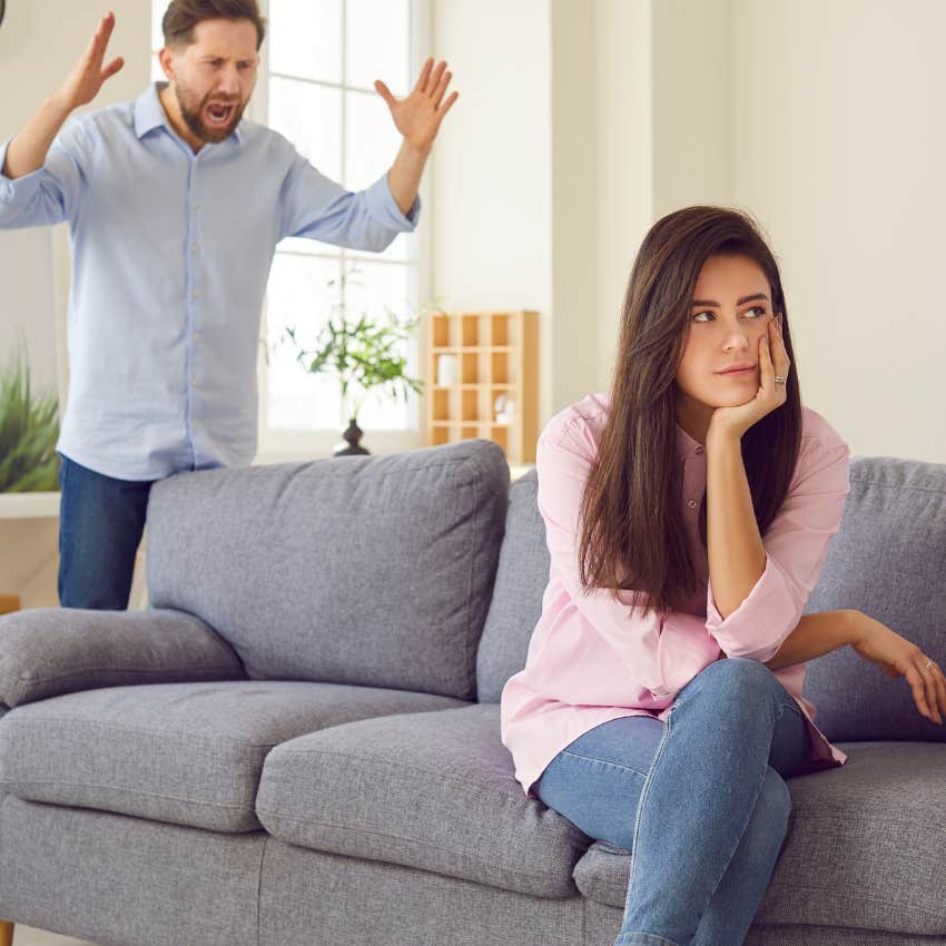 man yelling at woman one word that destroyed their marriage