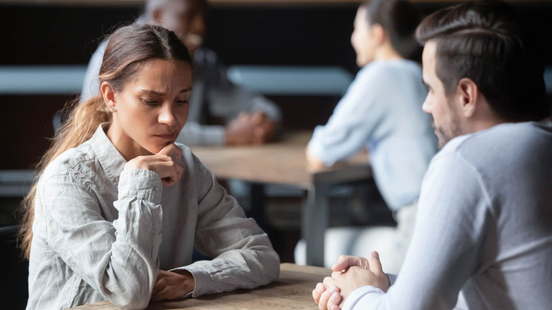 woman with bad eating habits struggling with her self-confidence on a first date