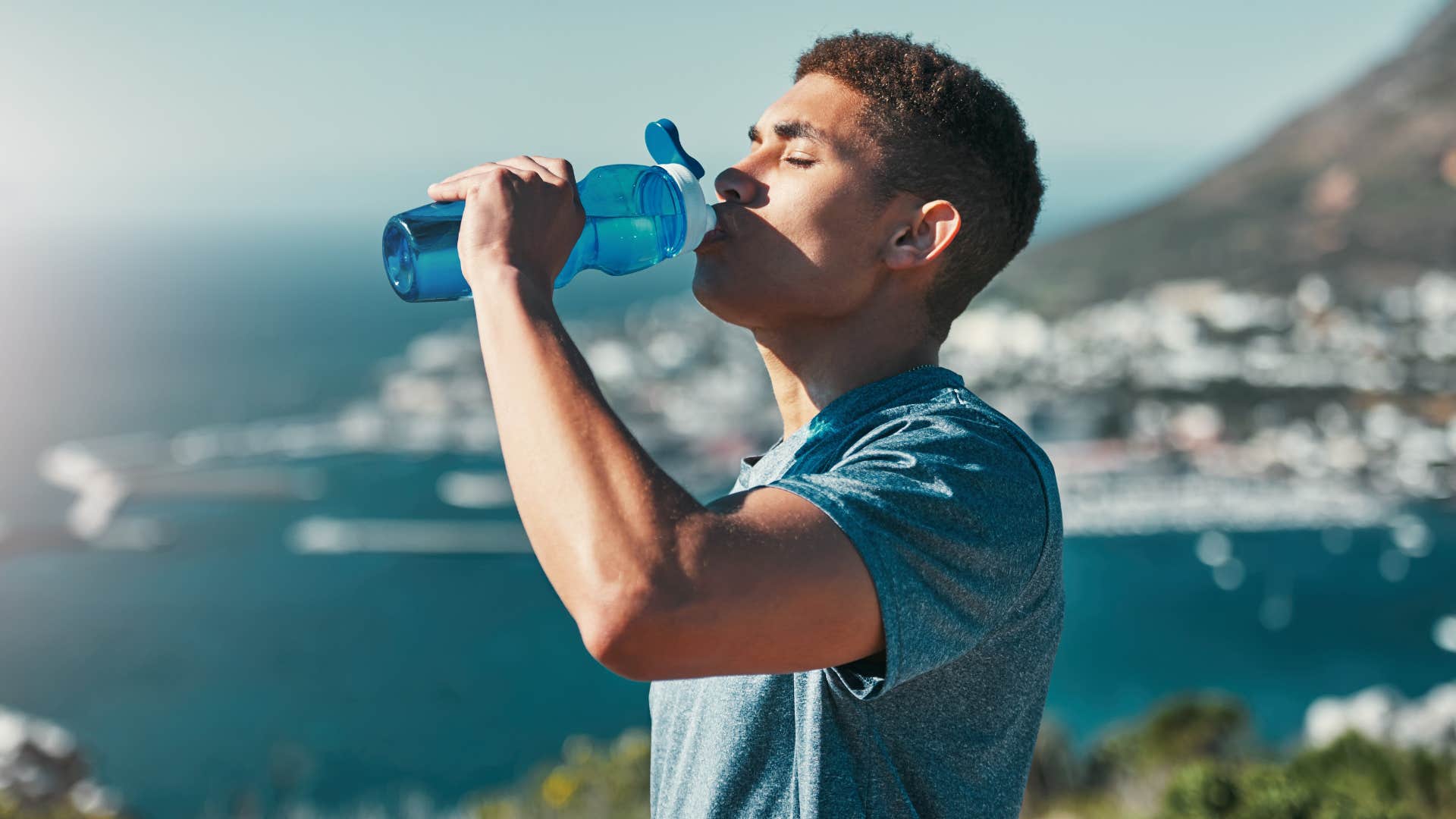 man who is naturally calm as he turns to water