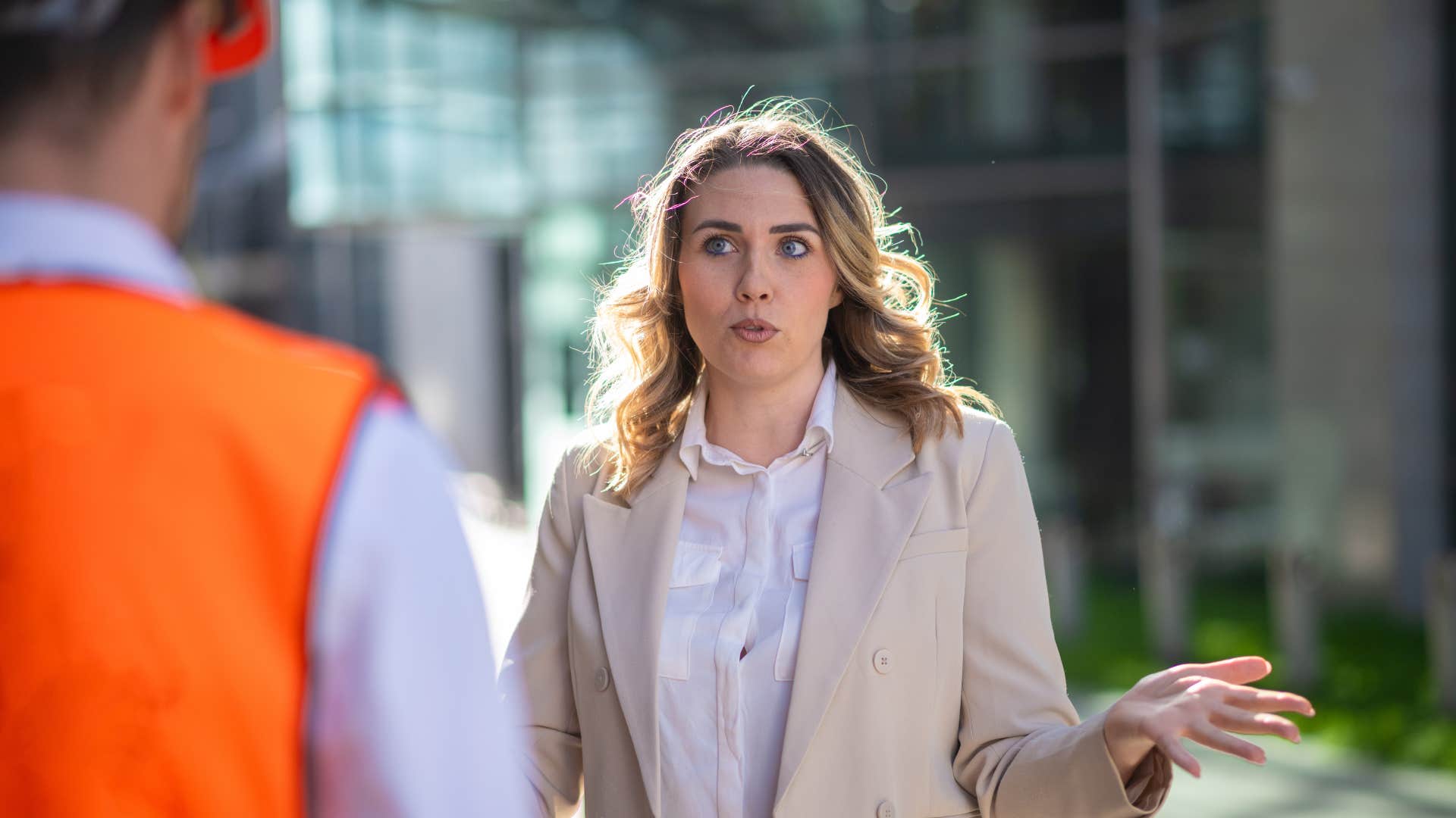 rude woman lacking internal standards blaming worker for their mistakes