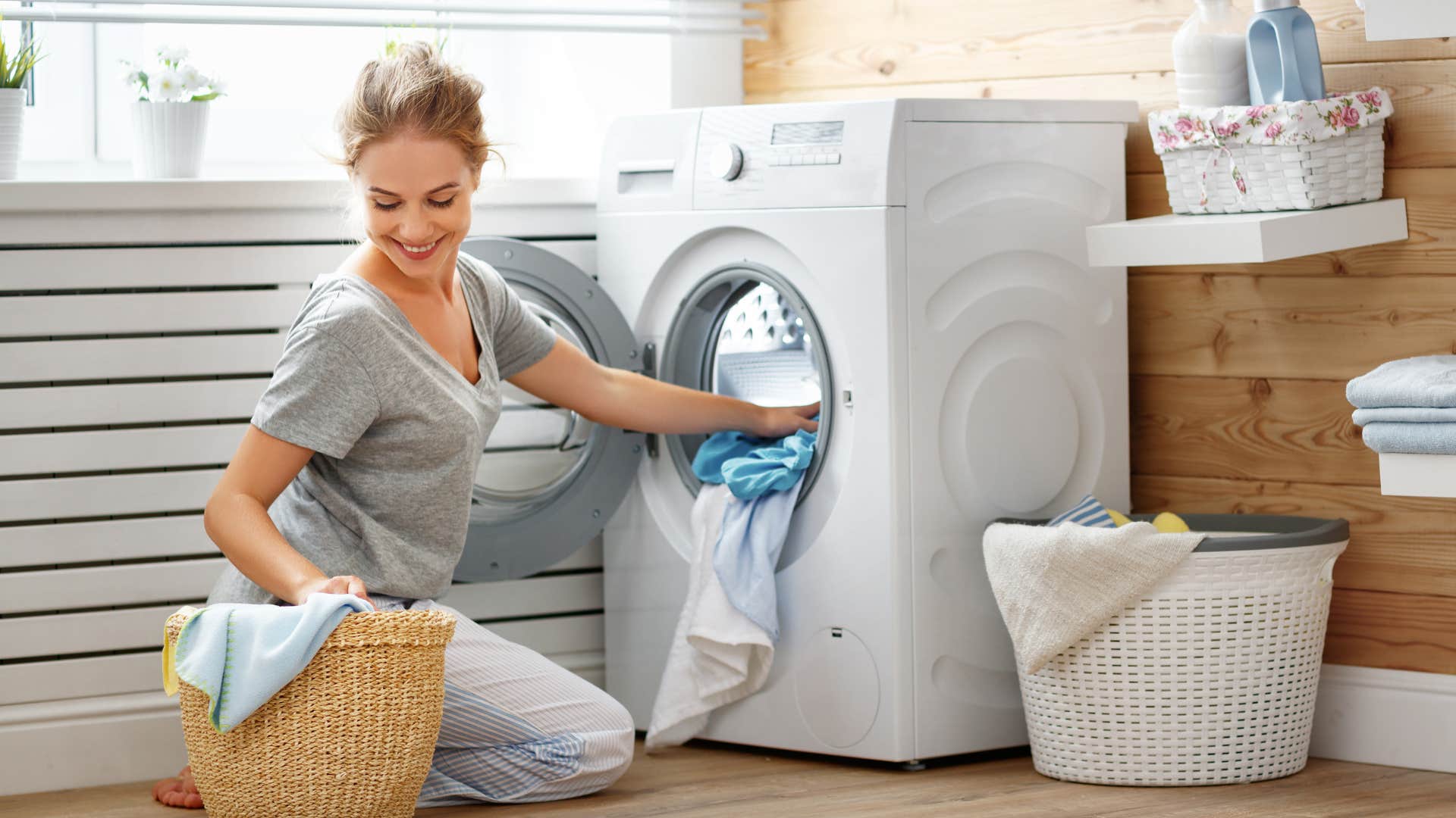 woman doing laundry 